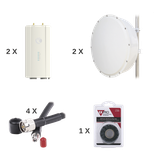 Enlace completo de 2 radios FORCE400C con antenas TXP-4965-30PB2-KIT (30 dBi), rango de frecuencia extendida (4.9 a 6.2 GHz)